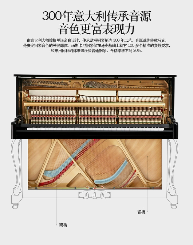 Hồng Kông Randall - Đàn piano Randall 125C, bảng âm gỗ nguyên khối nhập khẩu thẳng đứng 88 phím đàn piano màu đen sáng mới - dương cầm