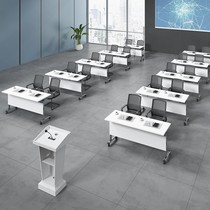Educational institutions folding table and chair combination tutoring class training table company conference table splicing double double layer long table