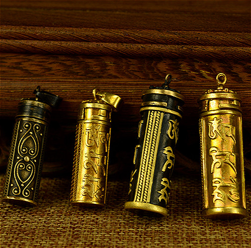 The Harsh Spell of Tibetan India Nepal Bronze Six Words True Words Galu Box Pendant SHELLEY PRICE