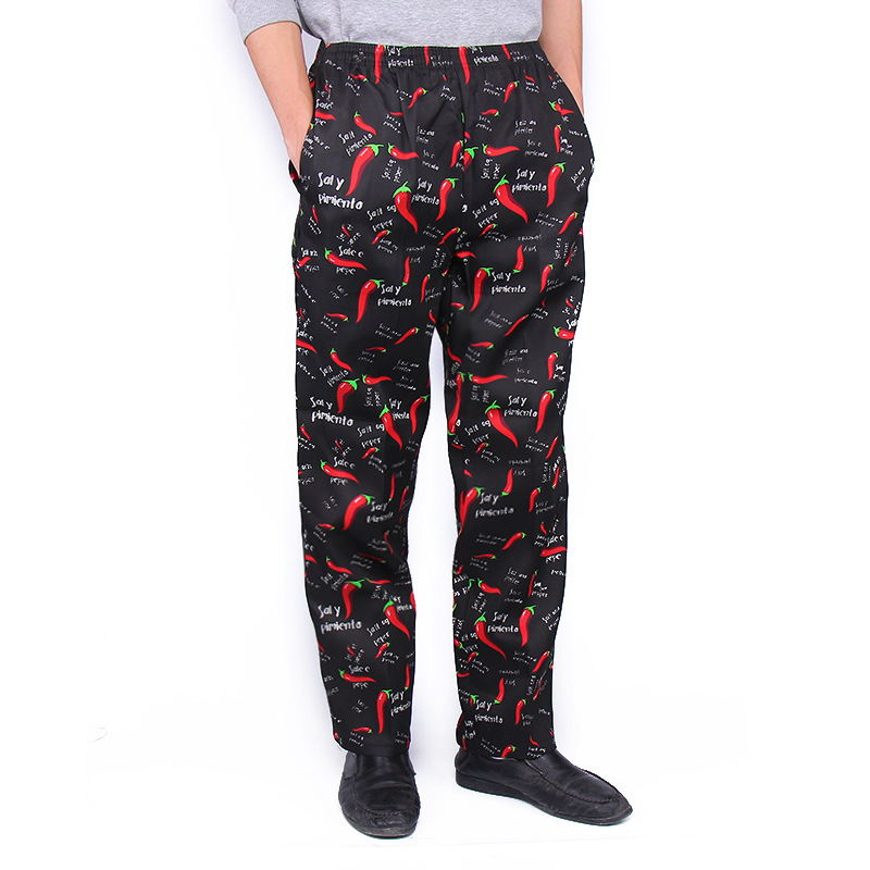 Hotel restaurant chef work pants summer men's work pants striped zebra pants wear-resistant black kitchen pants