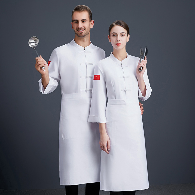 Chef work clothes men's winter long-sleeved autumn and winter clothes kitchen catering restaurant worker clothes chef clothes short-sleeved women's canteen