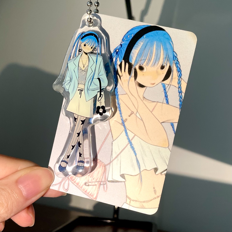 Fufux*Girlism* Niche Art Original Keychain Small Card Glue Acrylic Pendant Peripheral Bag Hanging