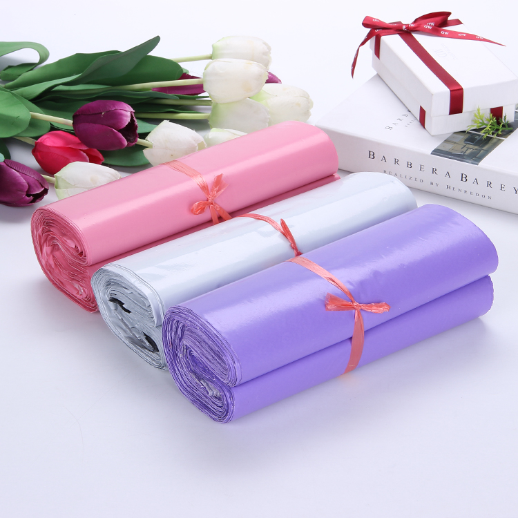 Pink thickened 14 silk logistics packaging express bag wholesale custom clothing bag purple white new material packaging bag