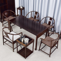 New Chinese solid wood tea table Tea table Household ebony mahogany rosewood with chair set Household living room tea table