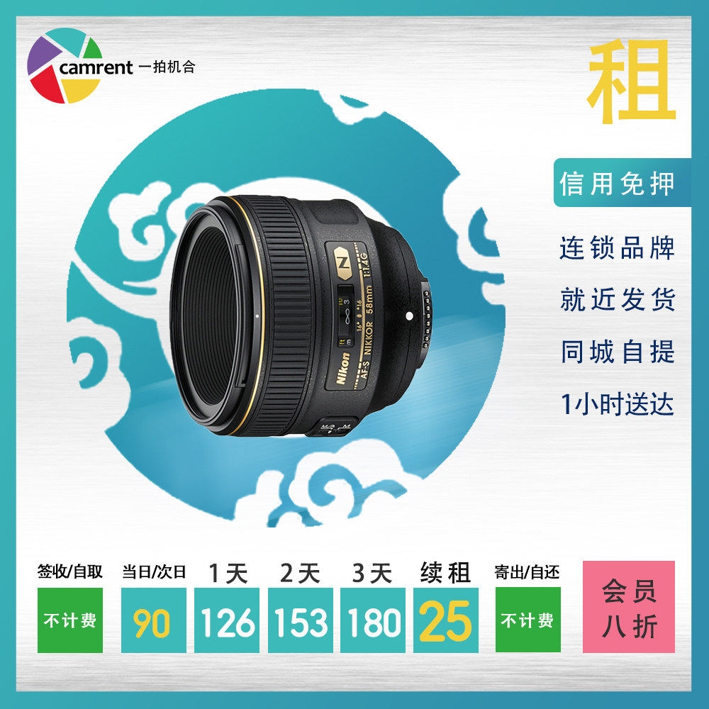 Rent single eye camera lens Nikon Nikon AF-Snikr 58mm f 1 4G flapper rental