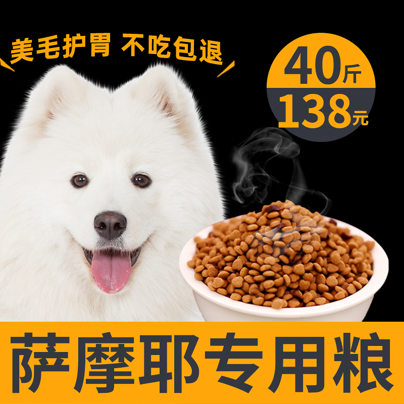 Samoyed dog special dog food large dog Satsuma puppy adult dog universal type 50 bright white hair calcium supplement 40 pounds