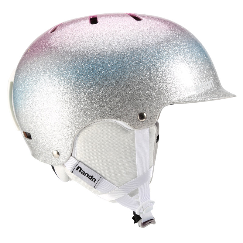 Nann NANDN new hat brim ski helmet single and double board warm anti-collision men's and women's snow helmet electroplated laser equipment