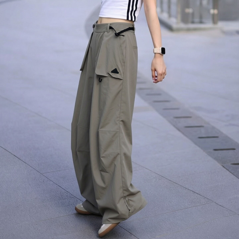 Adidas Thin Pants for Women Early Autumn Retro Woven Loose American Workwear Green Straight Quick-Dry Sports Pants Adidas Thin Pants for Women Early Autumn Retro Woven Loose American Workwear Green Straight Quick-Dry Sports Pants