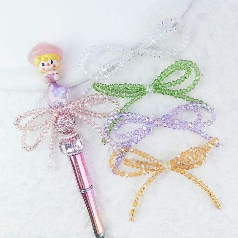 2025Bling Gorgeous Double-Layer Crystal Pen-Passable Bow Handmade DIY Phone Chain DIY Jewelry Accessories