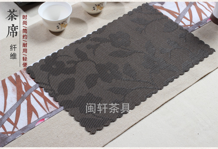 Tre mat trà mat sợi trà PVC đệm trà khay trà trà trà dư lượng lọc mat Kung Fu trà với các phụ kiện trà bộ tách trà cao cấp