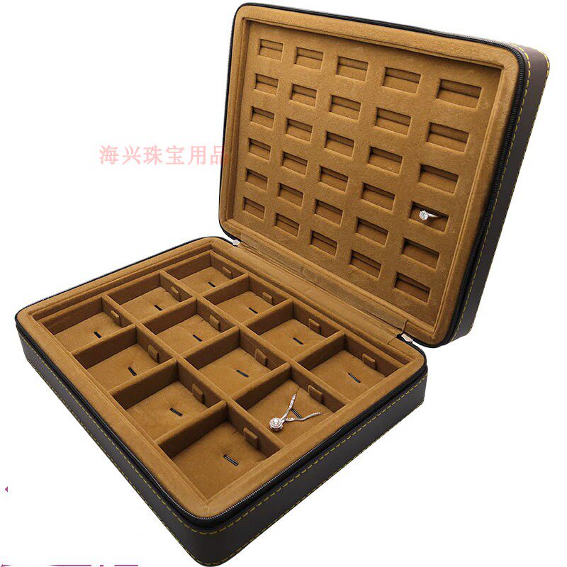 New high ring ear pin containing box display case collection bag portable leather bag jewellery suit portable box