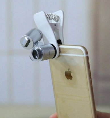 Mobile phone photo magnifier 60X times with lamp magnifier white light and fluorescent light jewelry photo identification detection