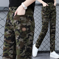 Camouflak Pants Woman Spring New Korean Version High Waist Display Slim Fit Pants Outdoor Sport Casual Mountaineering Pants Camouflak Clothing