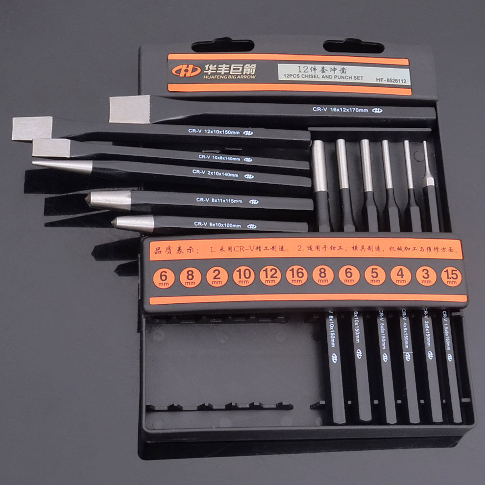 Huafeng giant arrow masonry chisel punch chisel fitter chisel cylindrical punch tip chisel flat chisel flat chisel fitter tool set