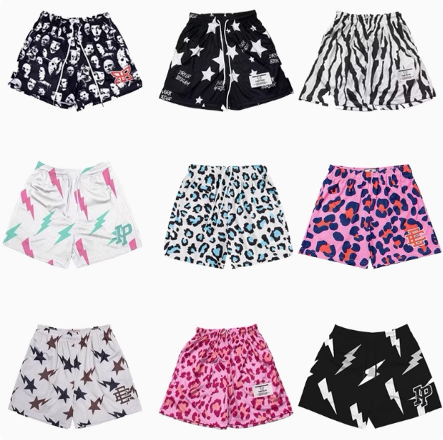 New American-Style Trendy Leopard Print Basketball Shorts for Elementary School Students, Knee-Length Shorts, Summer Sports Quick-Drying Training