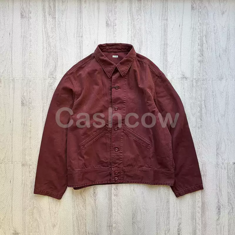國現25aw auralee COTTON DUCK SHORT ZIP PARKA染色做舊拉鍊帽衫-淘寶