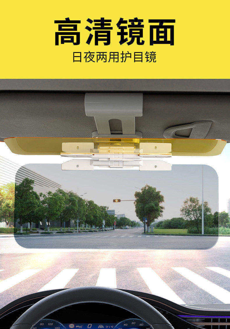 Car sun visor anti-glare goggles for day and night use, driver's anti-dazzle clip-on installation