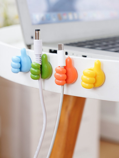 Hook thumb-free punch-free silicone multi-function cable processor desktop cute data cable dormitory storage fixing clip