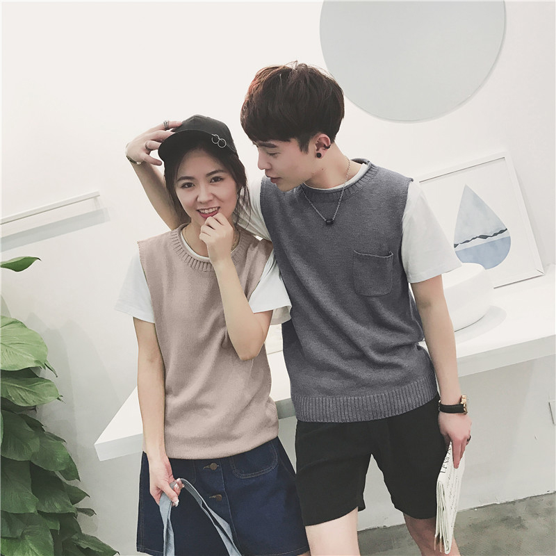 Hồng Kông quần áo thu đông nam mới và áo len đôi áo len vest nam đẹp