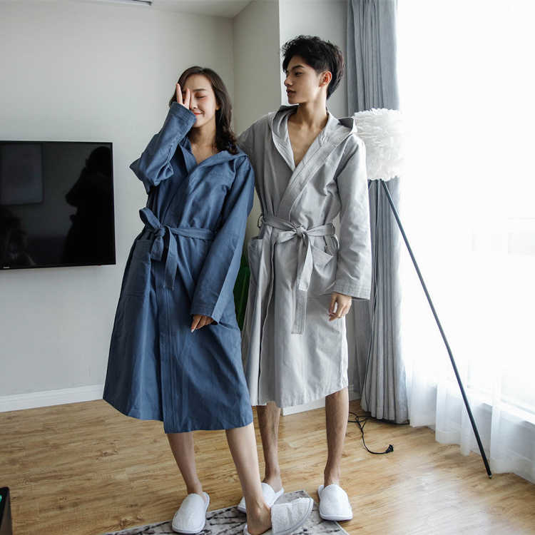 Áo choàng trùm đầu nhanh khô đôi nữ mùa xuân và mùa thu và mùa đông dài phần cotton áo choàng nam bốn mùa chất liệu khăn thấm nước phiên bản Hàn Quốc quần áo ngủ nữ mùa hè