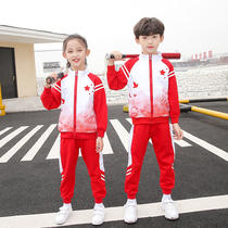 New Spring and Autumn Clothing Red Childrens Class for Girls Sports and Kindergarten Clothes for Primary and Secondary School Uniform