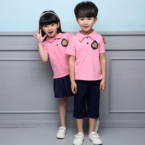 Primary school uniform summer cotton suit polo shirt first-year class suit England College Wind Kindergarten garden suit