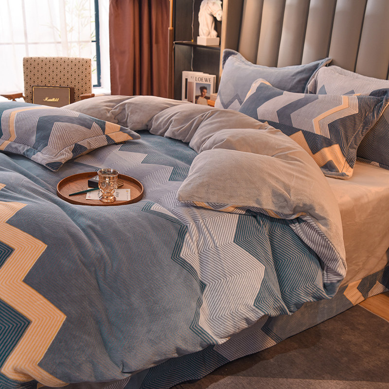 Iceland Cotton Suede Winter Crystal Suede Four Pieces Double Face Suede Coral Suede Quilt Milk Flannel Flannel Thickened