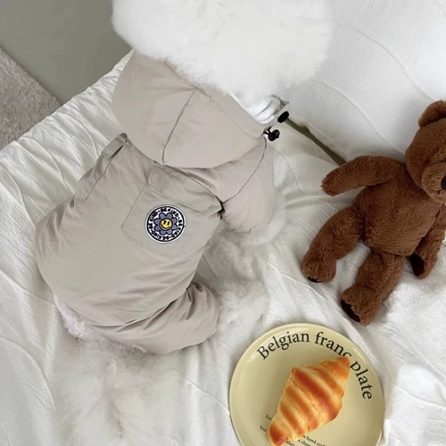 Утолщенная одежда для щенков, Тедди Бишон Шнауцер, осенне-зимнее хлопковое пальто с капюшоном для маленьких собак, четвероногие тяговые пальто