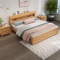 Nordic solid wood bed 1 8 m 1 5 m with bed box factory direct sales with drawer bed high Box storage bed furniture