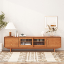 Nordic Solid Wood Glass TV Cabinet Suitable Door Hall Storage Set of TV Table Home Bedroom TV cabinet