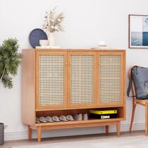 Nordic hardwood rattan choreography cabinet Home doorway storage Guan Guan Cabinet Multifunction Large Space Storage Shoes Side Cabinet