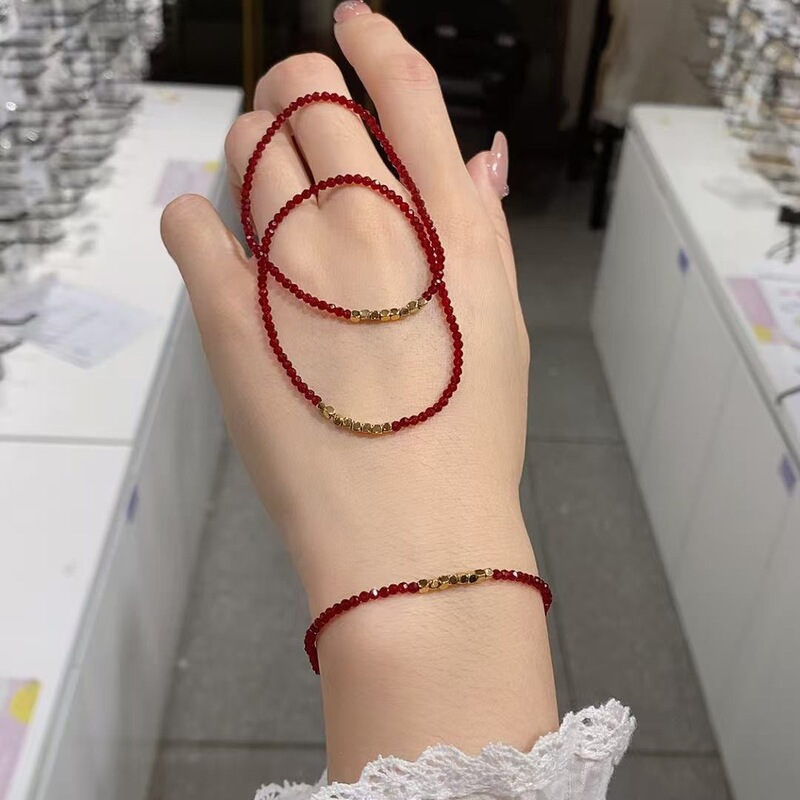 Ultra-Fine 2mm Mini Faded Red Bracelet Crystal Octagonal Red Crystal for Attracting Wealth and Prosperity, Titanium Steel Bracelet for Gifting Ultra-Fine 2mm Mini Faded Red Bracelet Crystal Octagonal Red Crystal for Attracting Wealth and Prosperity, Titanium Steel Bracelet for Gifting