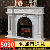  Stone fireplace White marble living room white decorative cabinet Stone carving Stone carving mantelpiece European marble fireplace