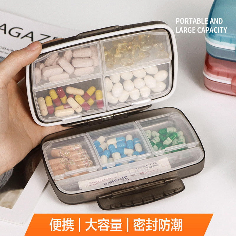 Medicine boxes portable split up large capacity 7 days a week seals carry-on Japanese split drug medicine containing box