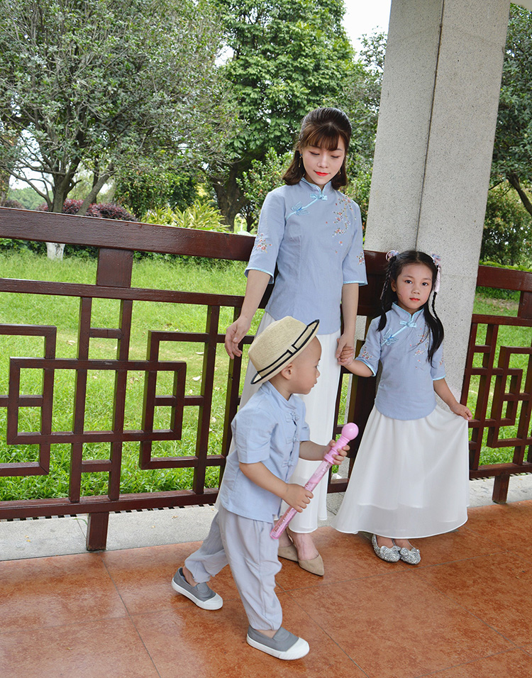Cha mẹ và con trang phục Tang phù hợp với phong cách Trung Quốc mother-in-law Hanfu 2018 mới nữ của phụ nữ Cộng Hòa của Trung Quốc gió trang phục cho thấy hiệu suất quần áo áo gia đình mùa đông