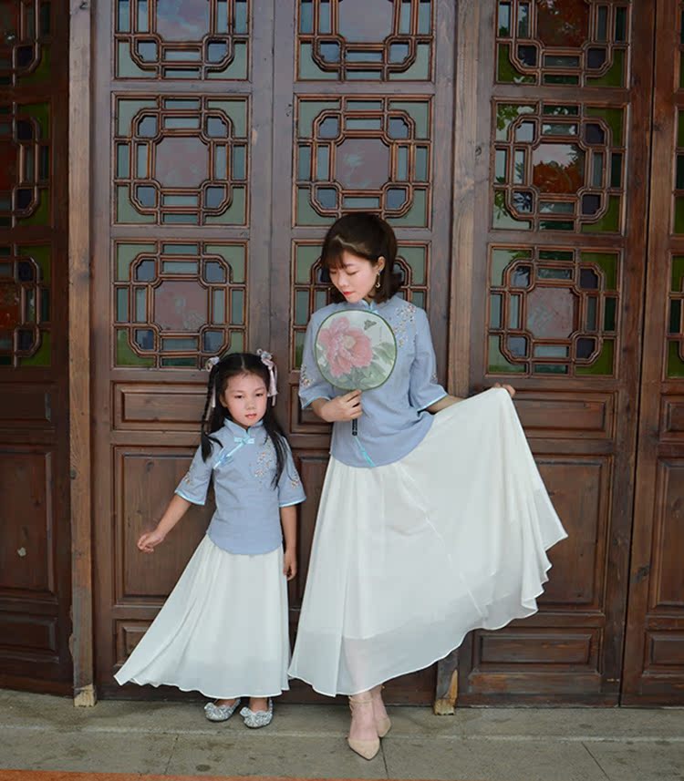 Cha mẹ và con trang phục Tang phù hợp với phong cách Trung Quốc mother-in-law Hanfu 2018 mới nữ của phụ nữ Cộng Hòa của Trung Quốc gió trang phục cho thấy hiệu suất quần áo