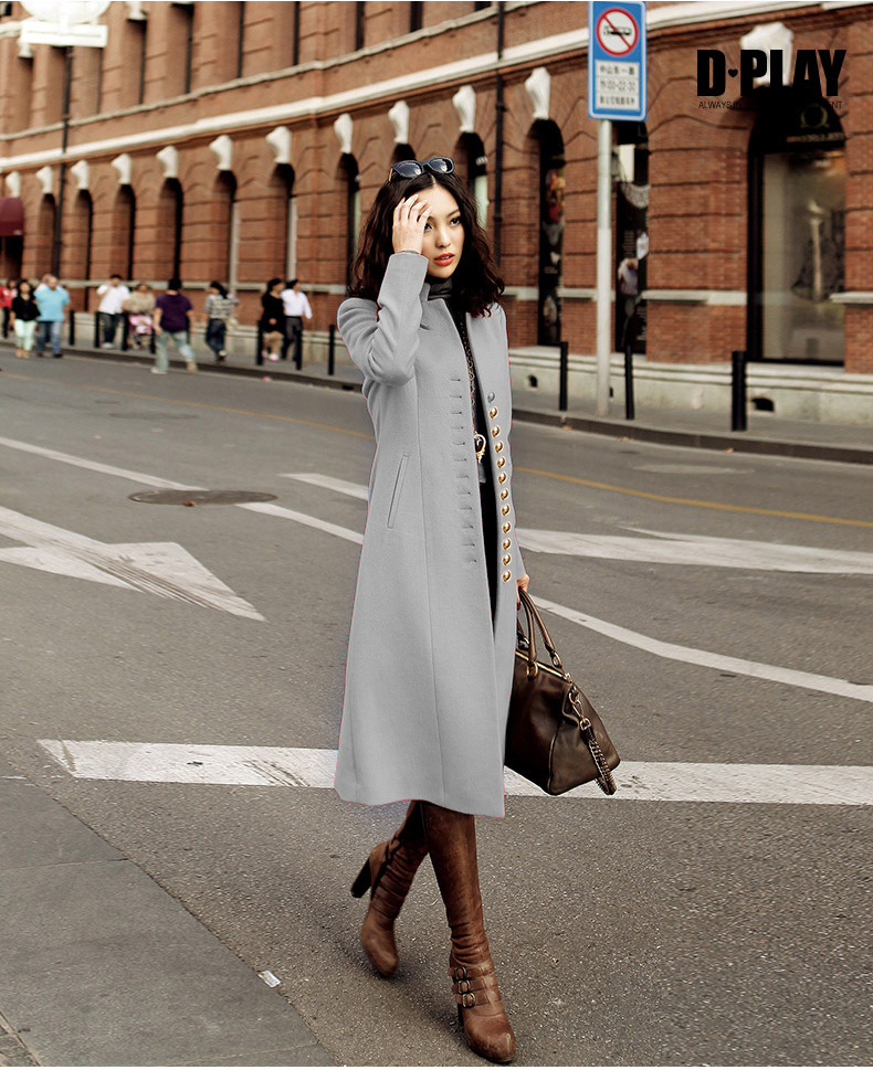Châu âu và Mỹ tính khí retro áo len mùa đông mới eo slim slimming dài áo len coat của phụ nữ quần áo áo khoác dạ kẻ hàn quốc