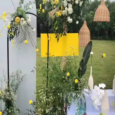 New wedding props black arches stage background welcome ornaments wedding flower shelves iron art