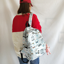 Fresh maiden double shoulder bag Han version Nylon Waterproof Printed School Bag Light minimalist Backpacker Mori Casual Women Bag Tide