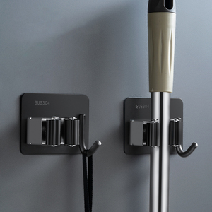 304不锈钢升级款拖把挂钩免打孔安装拖布夹