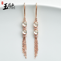 Jade cute jade earrings female earrings white ice egg face earrings 18K rose gold inlaid jade ear hook Z7124