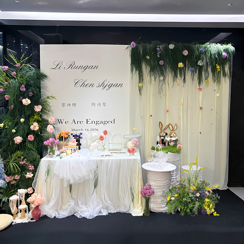 2026 White Korean-Style Engagement Banquet Decoration Backdrop Forest-Themed Full Set Scene Welcome Area Wedding Kt Board