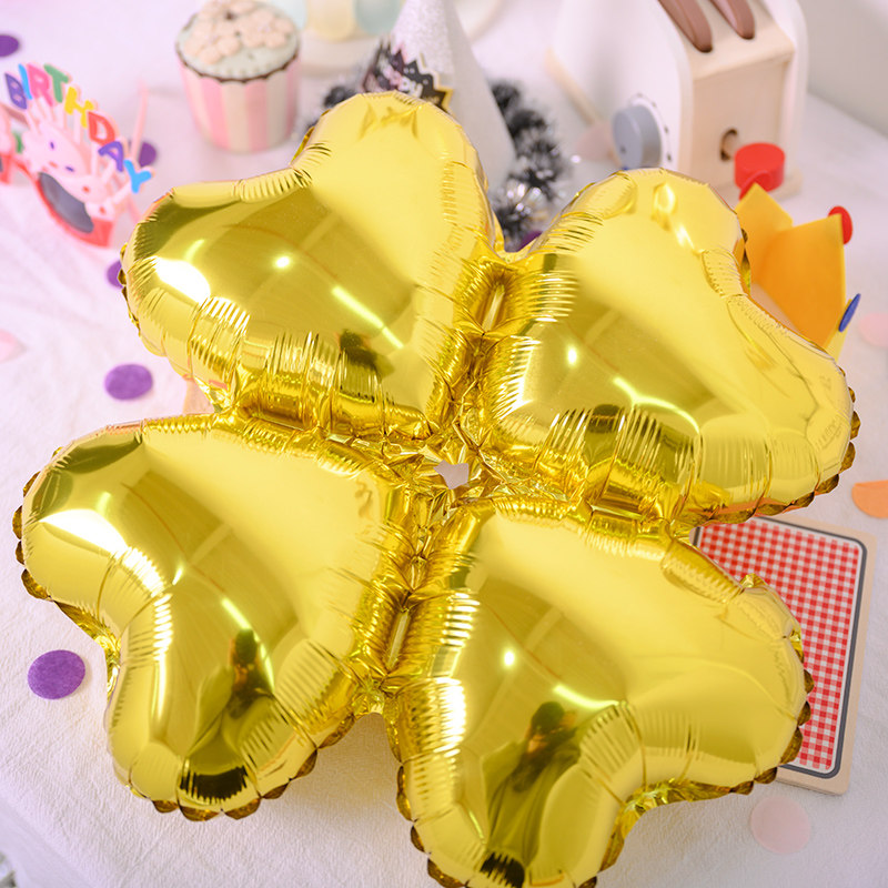 Heart Shape Four Leaves Aluminum Film Balloon Four Leaves Grass Arch accessories Wedding Festive Arches Birthday birthday Birthday Party Decorations