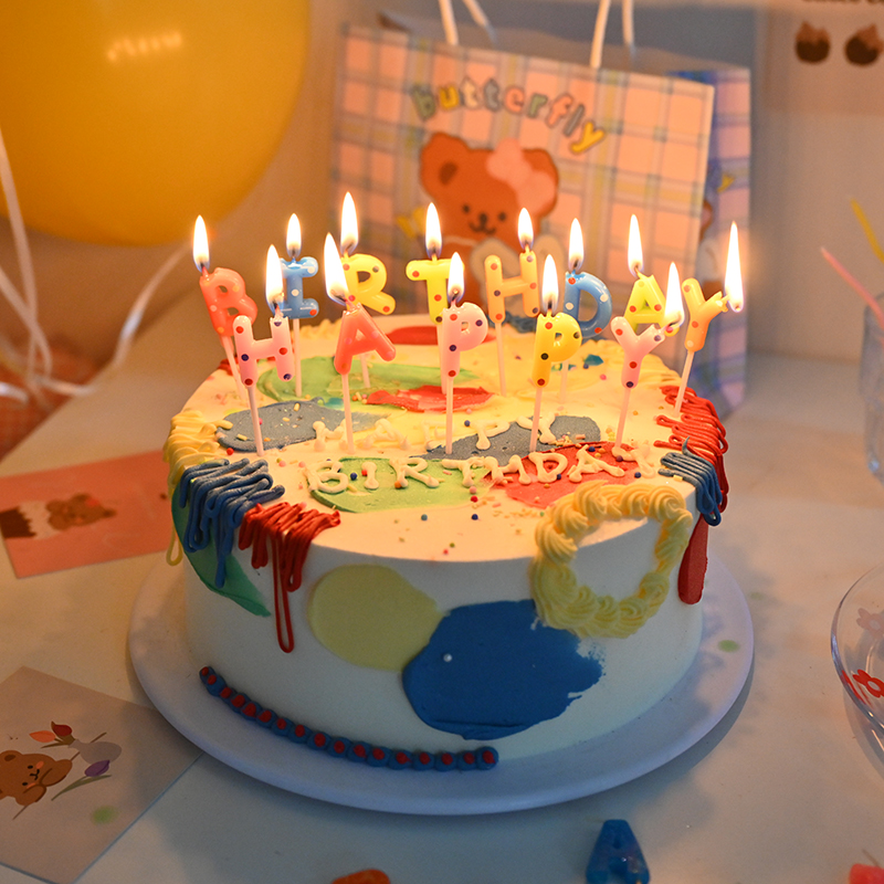 Color HB Birthday Candles in Netred Creative Flamecake Decorations Happy Letter Baking