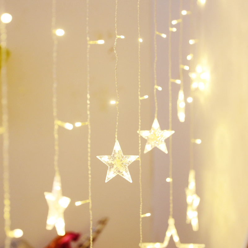 Children's first year Princess birthday hanging lamp arrangement star background scene decoration Starry Sky star lamp string bedroom curtain light