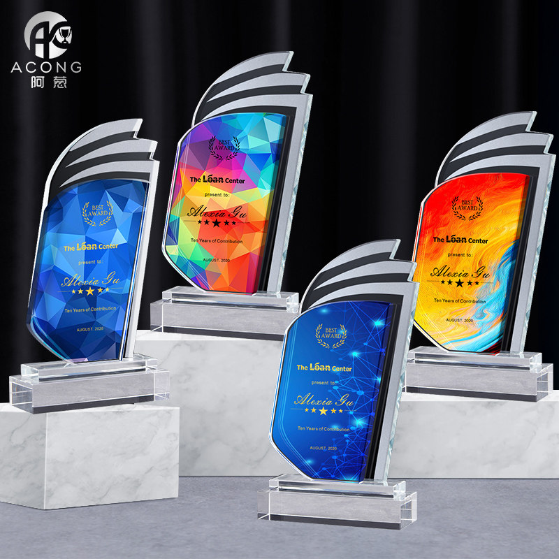Trophy Crystal Custom Sailing Geometry Medal Custom Ride the Wind and Waves Authorized Creative Color Print Souvenir