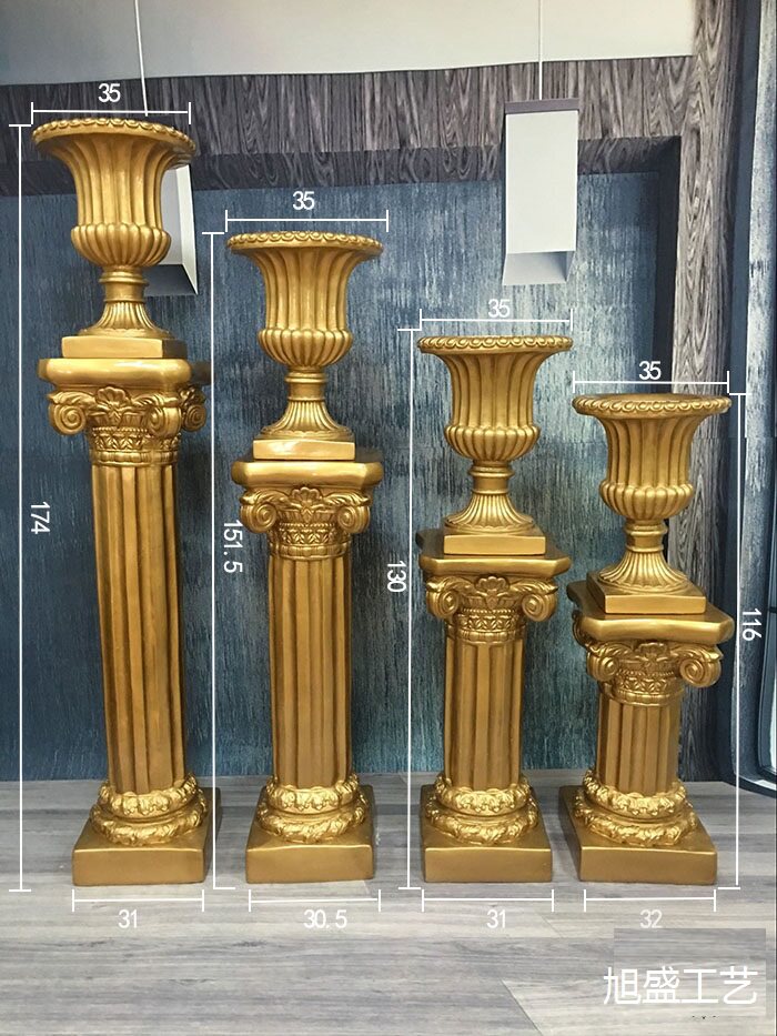 Wedding European Golden Angel Trophy White Gold Roman Pillar Flower Pot Fiber Road Props