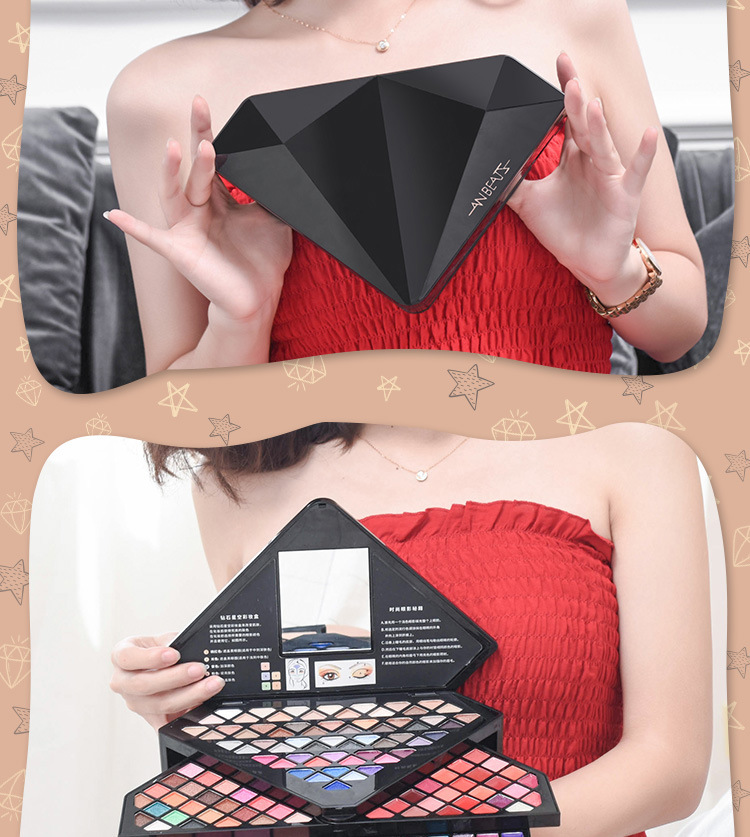 Hộp trang điểm mỹ phẩm đỏ đầy đủ set cho người mới bắt đầu làm đẹp đa chức năng đa dạng của khay xoay mắt Giáng sinh phiên bản giới hạn - Bộ trang điểm son môi màu cam đất