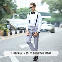 Рубашка, штаны, подтяжки, галстук-бабочка