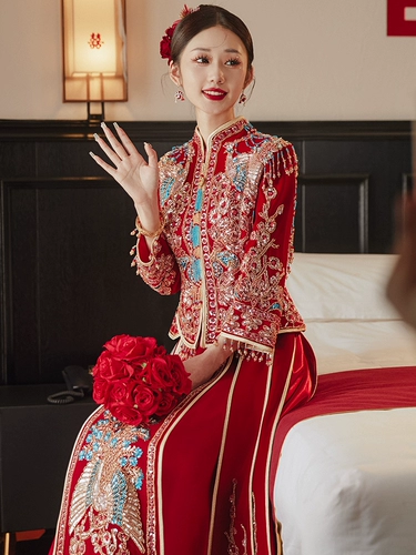 Традиционный свадебный наряд Сюхэ, свадебное платье, 2024 года, с вышивкой, большой размер